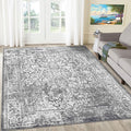 vivorug 5x7 Area Rugs, Stain Resistant Washable Rug for Living Room, Vintage-Inspired Grey Rug