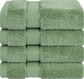 American Soft Linen Salem Washcloth Sets, 4 Piece Luxury 600 GSM 100% Cotton Washcloths for Bathroom, 13x13 inches Washrags Premium Quality Hand Face Towels, Sage Green