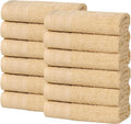 Superior Honeycomb Cotton Medium Weight Towels, for Guest Bath, Master Bathroom, Shower, Quick Dry, Adults, Home Essentials, Textured Waffle Border, Assorted Towel Set, 12 Piece Face Towel Set, Gold