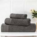 Superior Honeycomb Cotton Medium Weight Towels, for Guest Bath, Master Bathroom, Shower, Quick Dry, Adults, Home Essentials, Textured Waffle Border, Assorted Towel Set, 3 Piece Towel Set, Gunmetal