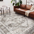 Washable Area Rug 8'x10' Deep Khaki Retro Boho Design Non-Shedding Non-Slip Easy Care Ideal for High Traffic Areas in Living Room Bedroom Office Coffee Table Kitchen Large Carpet