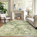 GENIMO Washable Area Rugs for Living Room Bedroom, 8x10 Modern Abstract Non Slip Rug, Low Pile Soft Contemporary Indoor Floor Carpet Cover for Dining Room Kitchen, Green