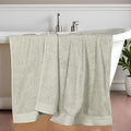 Superior Honeycomb Cotton Medium Weight Towels, for Bathroom, Shower, Spa, Pool, Quick Dry, Adults, Home Essentials, Textured Waffle Border, Oversized Large Towels, Bath Sheets, Set of 2, Sage