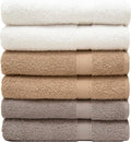Pleasant Home Bath Towels Set of 6 (24” x 50”) 100% Cotton, 515 GSM | Soft & Absorbent Towels for Bathroom, Gym, Pool & Spa | Bulk Bath Towels 6 Pack - Neutral Mix