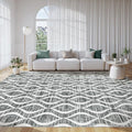 Witshock 9x12 Boho Area Rugs: Washable Non-Slip Geometric Print Pattern Large Thin Indoor Rug for Living Room Bedroom Dining Room, Carpet for Girls Boys Room Playroom Decor, Family Friendly, Dark Grey