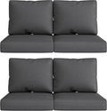 UIXE Outdoor Deep Seat Cushion Set with Slipcovers, Patio Furniture Cushions & Back Pads, Sectional Sofa Bistro Chair Cushion - Gray, Set of 4