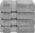 American Soft Linen Salem Washcloth Sets, 4 Piece Luxury 600 GSM 100% Cotton Washcloths for Bathroom, 13x13 inches Washrags Premium Quality Hand Face Towels, Light Grey