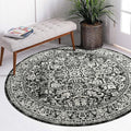 vivorug Round Rug 6ft Vintage-Inspired Round Area Rug Non-Slip Indoor Carpet for Living Room Bedroom Entryway, Stain Resistant Home Decor Circle Rug, Black and White