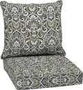 Arden Outdoor Deep Seat Cushion Set, 24 in x 24 in, Weather-Proof, Rain-Proof, Fade Resistant Patio Cushion for Chair, Sofa, and Couch Black Aurora Damask