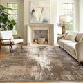 GENIMO Washable Area Rugs for Living Room Bedroom, 10x12 Modern Abstract Non Slip Rug, Low Pile Soft Contemporary Indoor Floor Carpet Cover for Dinning Room Kitchen, Brown