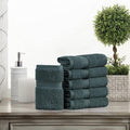BLUENILEMILLS BNM Egyptian Cotton 6-Piece Towel Set, Includes 6 Face Towels, Attached Loop for Easy Hanging and Storage, Hotel Quality, Perfect for Bathroom, Gym, Shower Space, or Spa, Teal