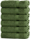 Chakir Turkish Linens 100% Cotton Premium Turkish Towels for Bathroom | 13'' x 13'' (6-Piece Washcloth, Moss)