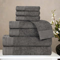 Superior Honeycomb Cotton Medium Weight Towels, for Guest Bath, Master Bathroom, Shower, Quick Dry, Adults, Home Essentials, Textured Waffle Border, Assorted Towel Set, 8 Piece Towel Set, Gunmetal