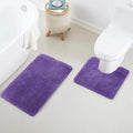 Bathroom Rug Set 2Piece, Thick &Soft Microfiber Shaggy, U Shaped Contour, Machine Washable Bath Mats, Absorbent Bath Rugs, Non-slip Rubber Backing Bath Mat for Bathroom Floor, Tub and Shower, Purple