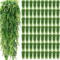 Geosar 72 Pcs Artificial Hanging Plants 32 Inch Hanging Boston Ferns Plastic Fake Plants for Wall Room Garden Wedding Garland Indoor Outdoor Decoration, No Basket