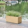 Lightweight Concrete Rectangle Planter Box,Travertine Handmade Outdoor Garden Pot with Drainage Hole & Rubber Plug,Modern Plant Container for Backyard Patio,No Assembly Needed,24