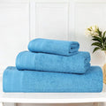 Superior Honeycomb Cotton Medium Weight Towels, for Guest Bath, Master Bathroom, Shower, Quick Dry, Adults, Home Essentials, Textured Waffle Border, Assorted Towel Set, 3 Piece Towel Set, Azure