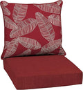 Arden Outdoor Deep Seat Cushion Set, 24 in x 24 in, Weather-Proof, Rain-Proof, Fade Resistant Patio Cushion for Chair, Sofa, and Couch Red Leaf Palm