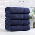 Superior Egyptian Cotton Bath Towel Set, Towels for Home Bathroom, Master, Guest Bath, Decor Essentials, Quick Dry, Absorbent, Large Body Towels, Spa, Hotel, Resort, Adult, Kids, Set of 4, Navy Blue