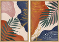 SIGNFORD Framed Canvas Print Wall Art Set Retro Mid-Century Geometric Forest Plants Abstract Shapes Illustrations Modern Art Decorative Bohemian for Living Room, Bedroom, Office - 16