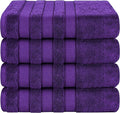 American Soft Linen Salem 100% Cotton Turkish 4 Piece Bath Towels for Bathroom, 600 GSM Soft Absorbent Quick Dry Bath Towel Set, Purple