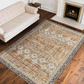 VEVOR 8 x 10 ft Area Rug Large Washable Rug Non-Slip and Tear-Resistant Soft Carpet Pet & Child Friendly Vintage Area Rugs Indoor Mat for Bedroom Living Room Kids Room Office Brown Green