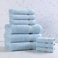 Superior Egyptian Cotton 9-Piece Towel Set, Assorted Towels for Home Bathroom, Guest Bath Decor Essentials, Includes 3 Bath, 3 Hand, 3 Face Towels/Washcloths, Quick Dry, Absorbent - Light Blue