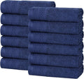 Superior Honeycomb Cotton Medium Weight Towels, for Guest Bath, Master Bathroom, Shower, Adults, Home Essentials, Textured Waffle Border, Assorted Towel Set, 12 Piece Face Towel Set, Navy Peony
