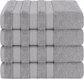 American Soft Linen Salem 100% Cotton Turkish 4 Piece Bath Towels for Bathroom, 600 GSM Soft Absorbent Quick Dry Bath Towel Set, Light Cool Grey