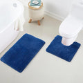 Bathroom Rug Set2Piece, Thick &Soft Microfiber Shaggy, U Shaped Contour, Machine Washable Bath Mats, Absorbent Bath Rugs, Non-slip Rubber Backing Bath Mat for Bathroom Floor, Tub and Shower,Royal Blue