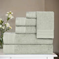 Superior Honeycomb Cotton Medium Weight Towels, for Guest Bath, Master Bathroom, Shower, Quick Dry, Adults, Home Essentials, Textured Waffle Border, Assorted Towel Set, 6 Piece Towel Set, Sage