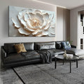 White Flower Wall Art for Living Room - Large Modern Wall Art Bedroom - Floral Bedroom Wall Decor for Teen Girls Size 29