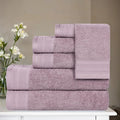 Superior Honeycomb Cotton Medium Weight Towels, for Guest Bath, Master Bathroom, Shower, Quick Dry, Adults, Home Essentials, Textured Waffle Border, Assorted Towel Set, 6 Piece Towel Set, Sea Fog
