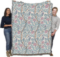Pure Country Weavers William Morris Sweetbriar Frost Blanket - Arts & Crafts - Gift Tapestry Throw Woven from Cotton - Made in The USA (72x54)