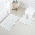 YHF Bathroom Rug Set 2Piece, Thick &Soft Microfiber Shaggy, U Shaped Contour, Machine Washable Bath Mats, Absorbent Bath Rugs, Non-slip Rubber Backing Bath Mat for Bathroom Floor, Tub and Shower,White