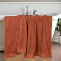 Superior Honeycomb Cotton Medium Weight Towels, for Bathroom, Shower, Spa, Pool, Quick Dry, Adults, Home Essentials, Textured Waffle Border, Oversized Large Towels, Bath Sheets, Set of 2, Rust