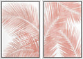 SIGNWIN Framed Canvas Print Wall Art Set Tropical Red Pastel Palm Leaf Plants Nature Wilderness Illustrations Modern Art Decorative Rustic Chic for Living Room, Bedroom, Office - 24