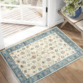 jinchan Area Rug 2x3 Washable Vintage Floral Rug Indoor Entryway Non-Slip Door Mats Soft Carpet for Living Room Bedroom Bathroom Home Office Blue