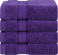 American Soft Linen Salem Washcloth Sets, 4 Piece Luxury 600 GSM 100% Cotton Washcloths for Bathroom, 13x13 inches Washrags Premium Quality Hand Face Towels, Purple