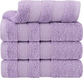 American Soft Linen Salem 100% Cotton Turkish 4 Piece Hand Towels for Bathroom, 600 GSM Soft Absorbent Quickdry Hand Face Towel Set, Lilac