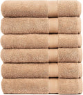 Pleasant Home Bath Towels Set of 6 (24” x 50”) 100% Cotton, 515 GSM | Lightweight, Soft & Absorbent Luxury Towels for Bathroom | for Gym, Pool & Spa | 6 Pack, Mocha