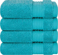 Cotton Paradise 100% Cotton Turkish Washcloth Set for Bathroom, 4 Piece Soft Absorbent Small Hand Face Towels Wash Rags, Aqua Blue