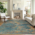 GENIMO Washable Area Rugs for Living Room Bedroom, 8x10 Modern Abstract Non Slip Rug, Low Pile Soft Contemporary Indoor Floor Carpet Cover for Dining Room Kitchen, Dark Blue