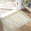 jinchan Area Rug 2x3 Washable Vintage Floral Rug Indoor Entryway Non-Slip Door Mats Soft Carpet for Living Room Bedroom Bathroom Home Office Cream
