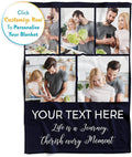 Ships Next Day, Custom Blanket with Picture and Text - Printed in USA, Personalized Photo Blanket with Text (Fleece 60x80)