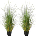 KOL 4ft 2-Pack Artificial Cattail Reed Grass, 47.2’’ Artificial Indoor Outdoor Fake Onion Grass Plant, Home Office Wedding Decorative Potted Plant, Faux Floor Greenery, Housewarming Gift, White