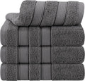 American Soft Linen Salem 100% Cotton Turkish 4 Piece Hand Towels for Bathroom, 600 GSM Soft Absorbent Quickdry Hand Face Towel Set, Dark Gray