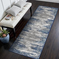 GENIMO Runners for Hallways,2x6 Washable Runner Rug Non-Slip, Long Runner Rugs with Rubber Backing, Low Pile Lightweight Rugs for Kitchen, Bedroom, Bathroom, Entryway, Blue/Ivory