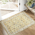 jinchan Area Rug 2x3 Washable Vintage Floral Rug Indoor Entryway Non-Slip Door Mats Soft Carpet for Living Room Bedroom Bathroom Home Office Taupe