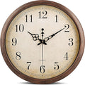 Bernhard Products Vintage Brown Wall Clock Silent Non Ticking 16 Inch Extra Large Quality Quartz Battery Operated Round Decorative Easy to Read for Home Kitchen Living/Dining Room Bedroom Office